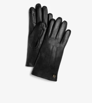 Clearance Cole Haan Women's Leather Touch Screen Gloves Black