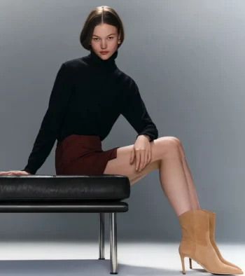 New Cole Haan Women's Mackenna Western Stiletto Boots BlushTan