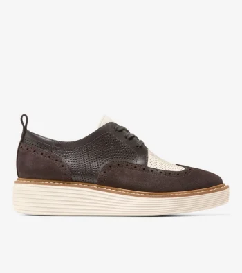 Fashion Cole Haan Women's &Oslash;riginalGrand Platform Wingtip Oxfords Chocolate-Ivory