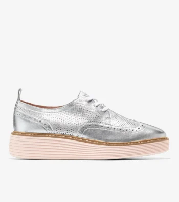 Hot Cole Haan Women's &Oslash;riginalGrand Platform Wingtip Oxfords SilverTalca-RoseSmoke