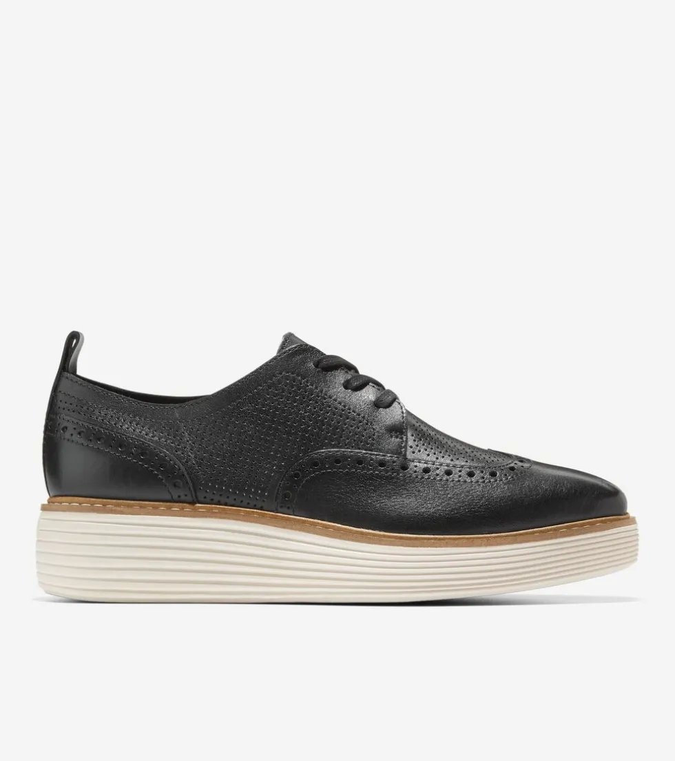 womens-oslashriginalgrand-plat-uiLAhotq-0.webp Clearance Cole Haan Women's ØriginalGrand Platform Wingtip Oxfords Black-Ivory