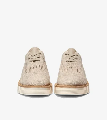 New Cole Haan Women's ØriginalGrand Stitchlite™ Platform Wingtip Oxfords RyeKnit-IvoryStitchlite™