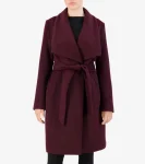 Fashion Cole Haan Women's Oversized Collar Wrap Coat Bordeaux
