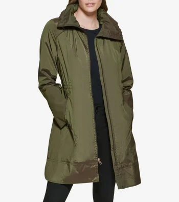 Sale Cole Haan Women's Packable Travel Rain Jacket Olive