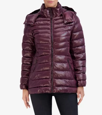 Sale Cole Haan Women's Quilted Pearl Puffer Jacket Sangria