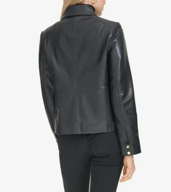 Best Cole Haan Women's Shirt Collar Trucker Jacket Black