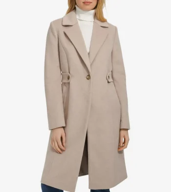 Clearance Cole Haan Women's Slick Wool Coat Bone