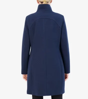 Clearance Cole Haan Women's Soft Twill Zip-Up Coat Navy