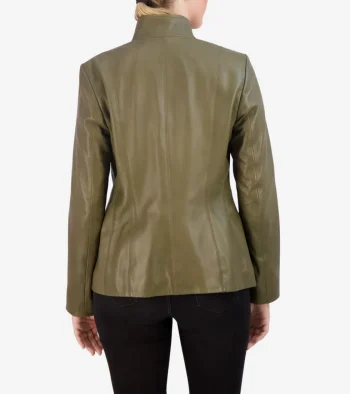 Hot Cole Haan Women's Wing Collar Leather Jacket Sage