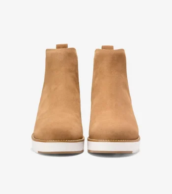 Online Cole Haan Women's ZERØGRAND City Wedge Water Proof Chelsea Boots GoldenToffee-Ivory