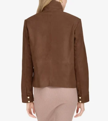 Fashion Cole Haan Women's Zip-Front Suede Jacket Chocolate