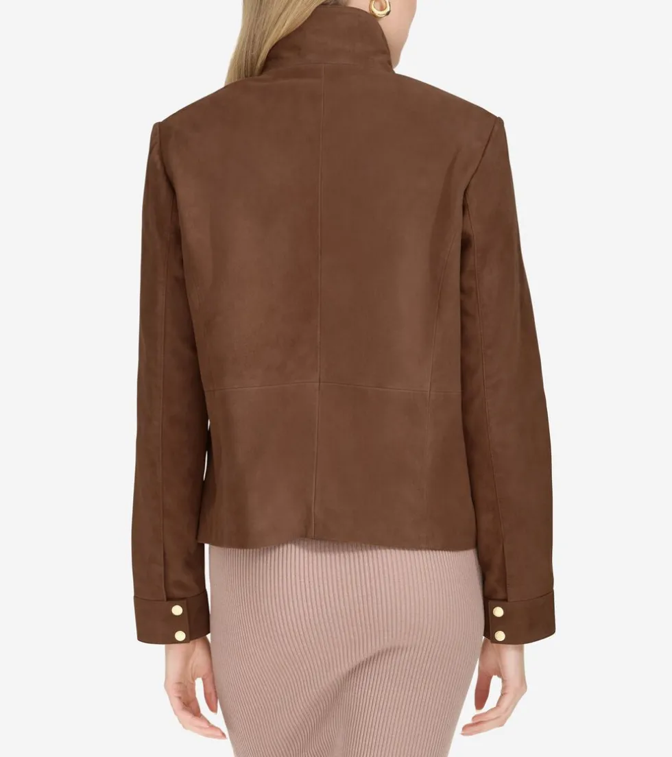 womens-zip-front-suede-jacket-CwTOfyYa-1.webp Fashion Cole Haan Women's Zip-Front Suede Jacket Chocolate