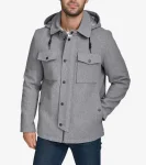 New Cole Haan Wool Twill Field Jacket LightGrey
